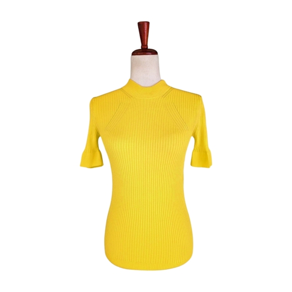 NWT Stella McCartney Sensual Stretch Ribbed Knit Top Acid Yellow Size IT38/US2 - Picture 1 of 13